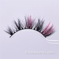 cils classiques de 20 mm naturels roses paillettes de vison